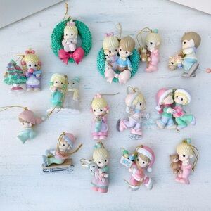 Vintage Precious Moments Christmas Ornaments 1990s Lot Of 14